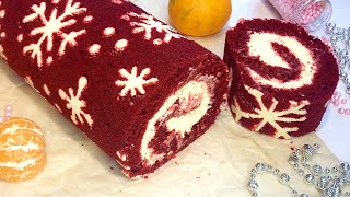 Red Velvet roll with snowflakes