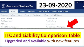 ITC AND LIABILITY COMPARISON TABLE UPGRADED, NOW AVAILABLE WITH NEW FEATURES