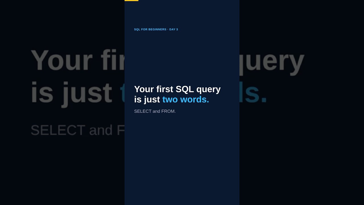 SQL for Beginners: Day 3, Your First Query (SELECT + FROM) #shorts 