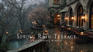 Soft Spring Rain Drifting Over a Foggy Gothic Terrace | Dark Academia Piano Music for Focus screenshot 4