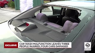Car wash malfunction leaves 3 people injured, 4 cars damaged