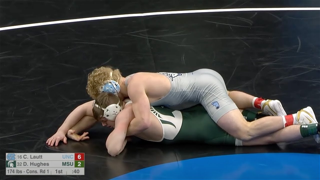 174lbs Clay Lautt (North Carolina) dec Drew Hughes (Michigan State)