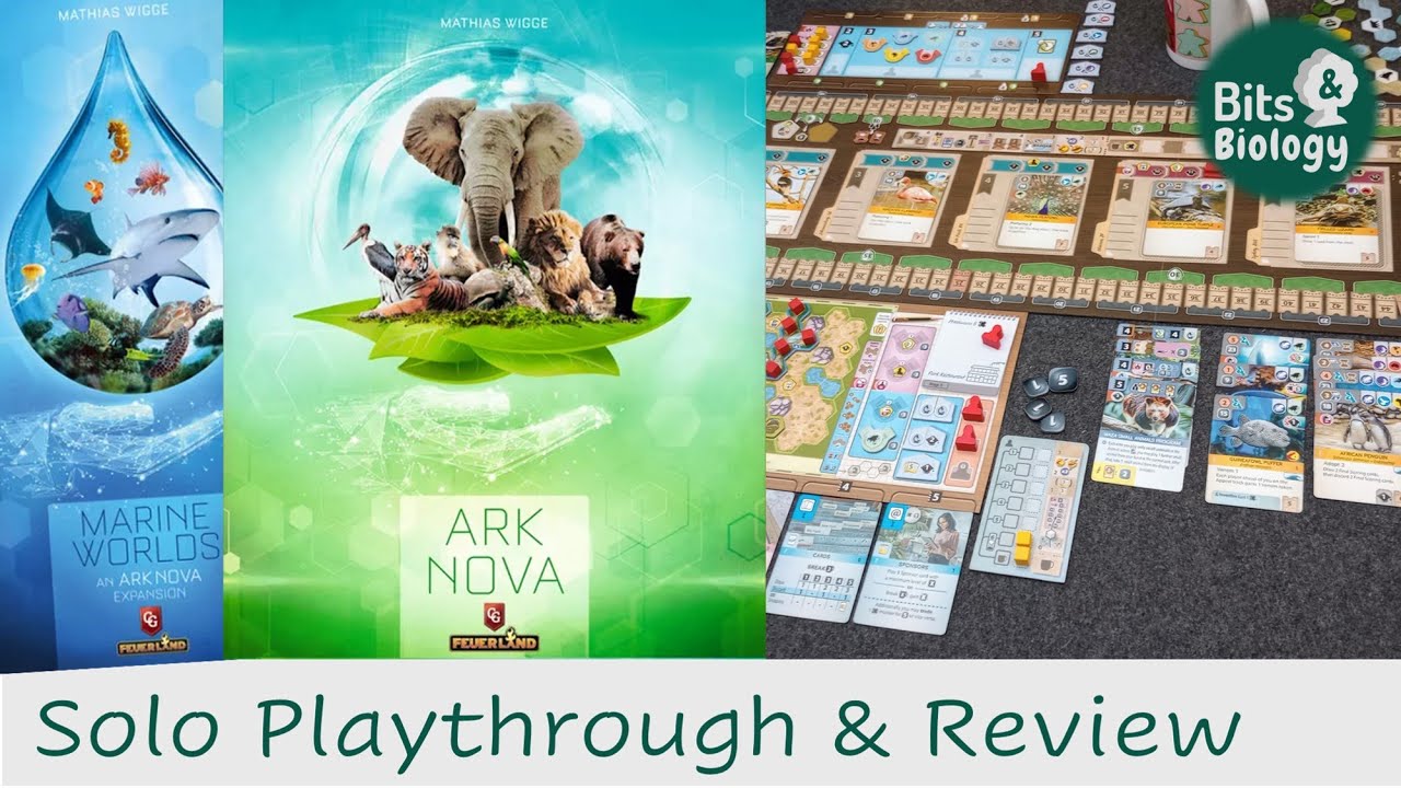 Ark Nova Solo Playthrough and Review (with Marine Worlds expansion) | Bits & Biology