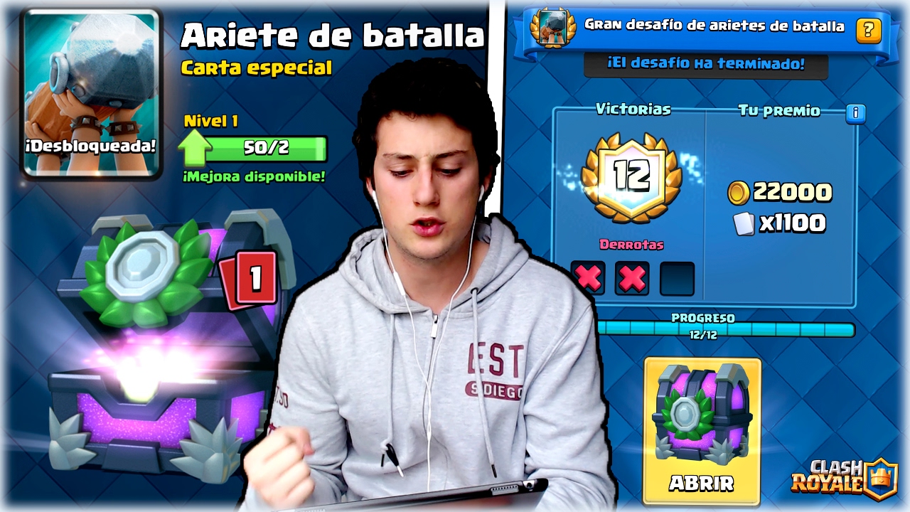 vlogs in spanish ¡¡ GANO A LA 1ª EL NUEVO DESAFIO DE ARIETE DE BATALLA EN DIRECTO!! EPICO!! - Clash Royale [WithZack]