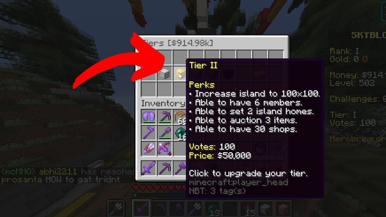I got Tier 2 on herobrine.org Skyblock