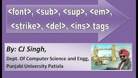 HTML: sub, sup, font, em, strike, del, ins tags . face , size ,color in font , Learn HTML in Punjabi