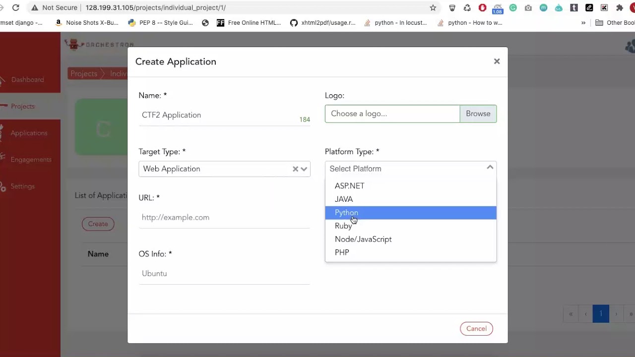 Orchestron Community - How to create a Project and an Application