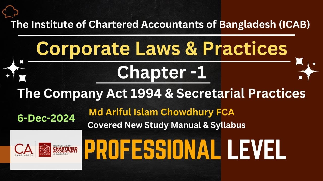 PL - Corporate Laws - Chapter 1 - Md Ariful Islam Chowdhury FCA