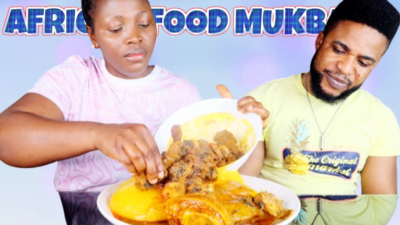 EXTREMELY HOT | STARCH FUFU AND BANGA SOUP WITH SMOKED CHICKEN | AFRICAN FOOD MUKBANG