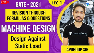 Design Against Static Load | L:1| Machine Design | Revision Through Formulas & Questions | GATE 2021