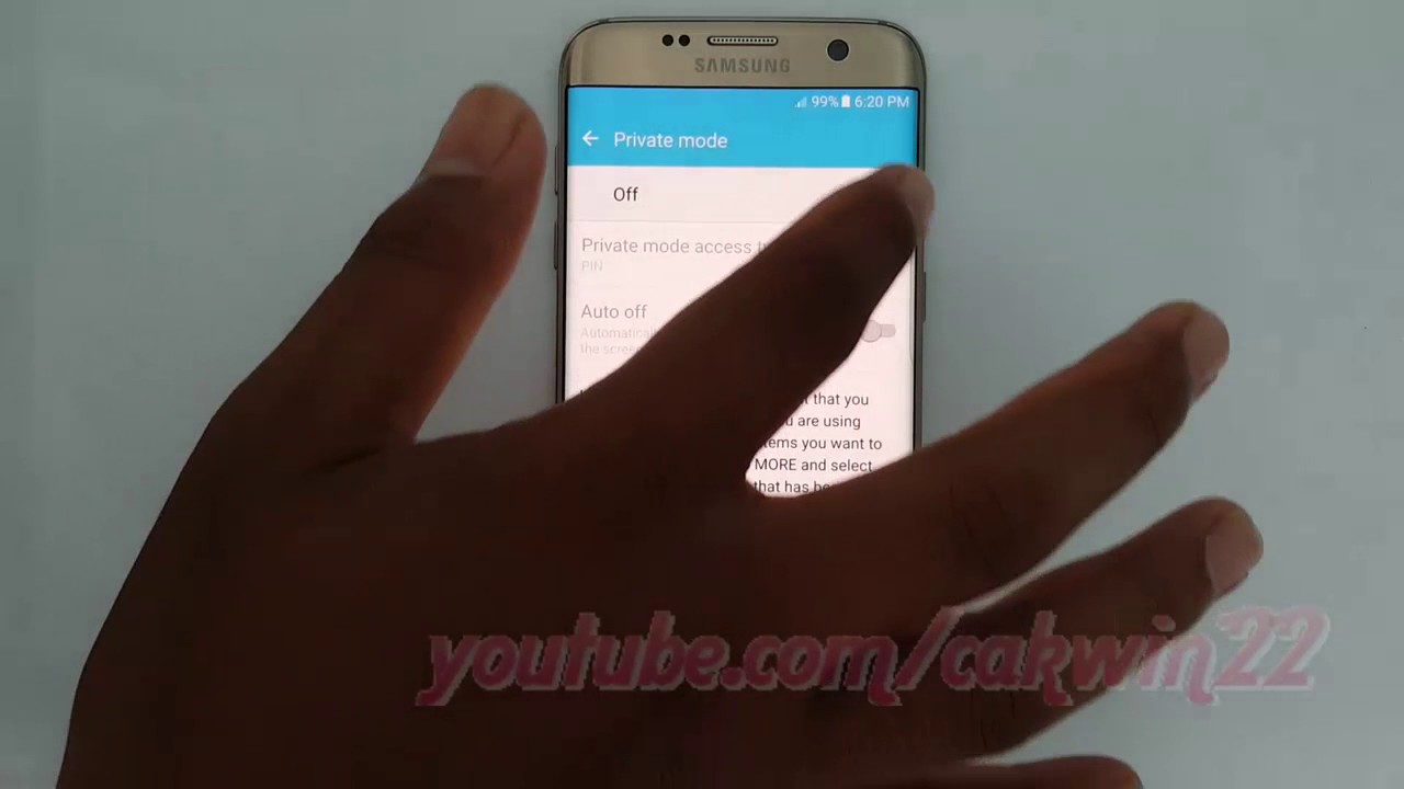 Samsung Galaxy S7 Edge How to change Private mode access type as