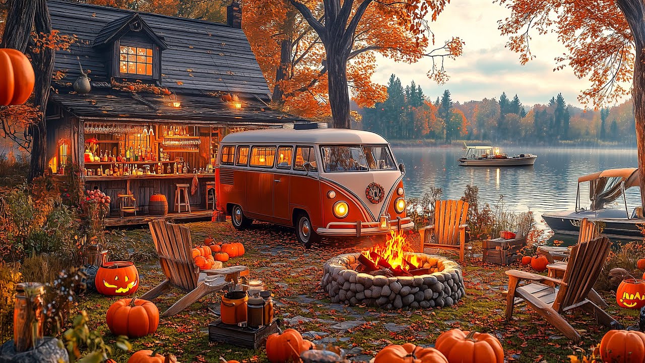 Soft Jazz and Crackling Fireplace Sounds for a Calm Autumn Workday π ...