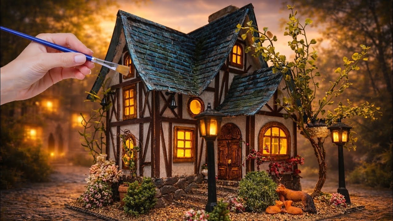 DIY Tudor House Miniature from Cardboard | Easy Built with PDF Template