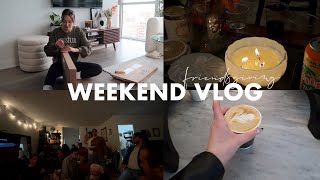 WEEKEND VLOG: friendsgiving, sunday organizing, current reads & building furniture