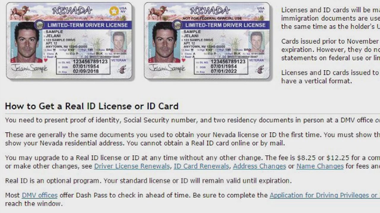 How much is a REAL ID in Las Vegas?