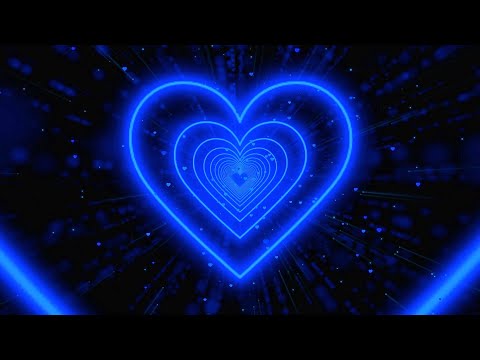 Beautiful Blue Heart Background Neon Lights Love Heart Tunnel Loop 4 Hours