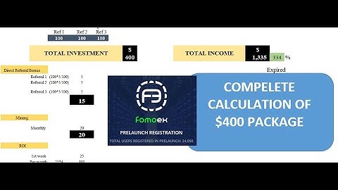 FOMOEX PACKAGE EARNING CALCULATION/ E ORACLE ECN / $400 INVESTMENT PLAN