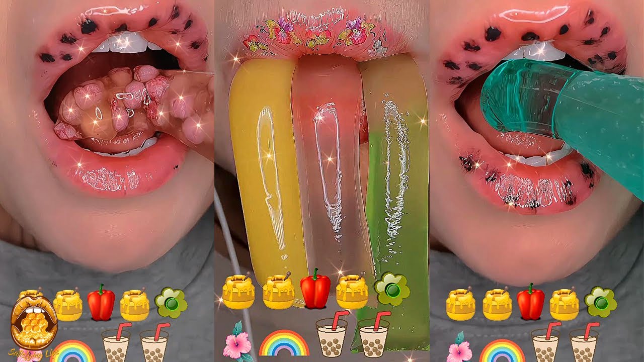 Satisfying ASMR Eating TikTok Emoji Food Challenge Mukbang 먹방 - YouTube