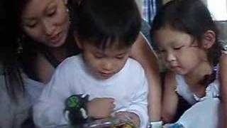 Joshua opening Aunt Sal's Ben10 bday present
