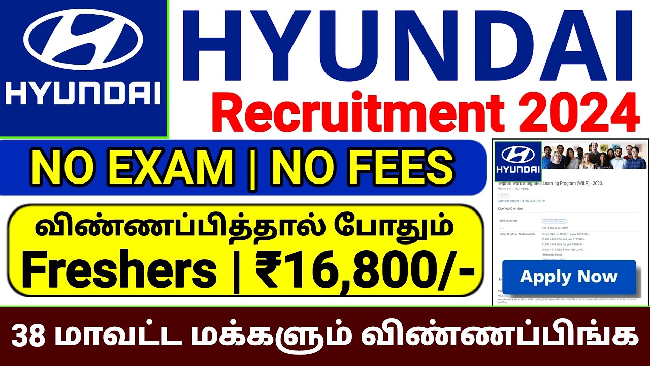 HYUNDAI RECRUITMENT 2024 IN TAMIL 😎 FRESHERS NO EXAM JOB VACANCY 2024 ...