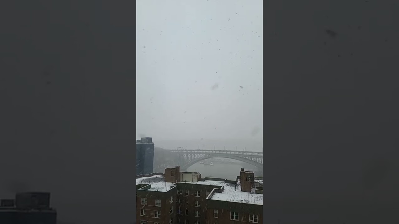 Snowing on The Henry Hudson River,  Bronx NYC