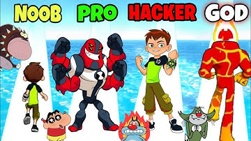 Noob vs PRO vs Hacker vs GOD In Ben 10 Game || Oggy, Jack, Shinchan, Bob || OGGMER YT