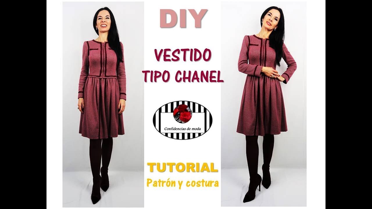 DIY. Cómo hacer un vestido con falda rizada. Chanel dress. Patrón (moldes)  y costura - YouTube