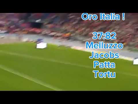 Euro2024 -Finale 4x100 Maschile. Medaglia d' oro Italia - 37:82. Melluzzo, Jacobs, Patta, Tortu
