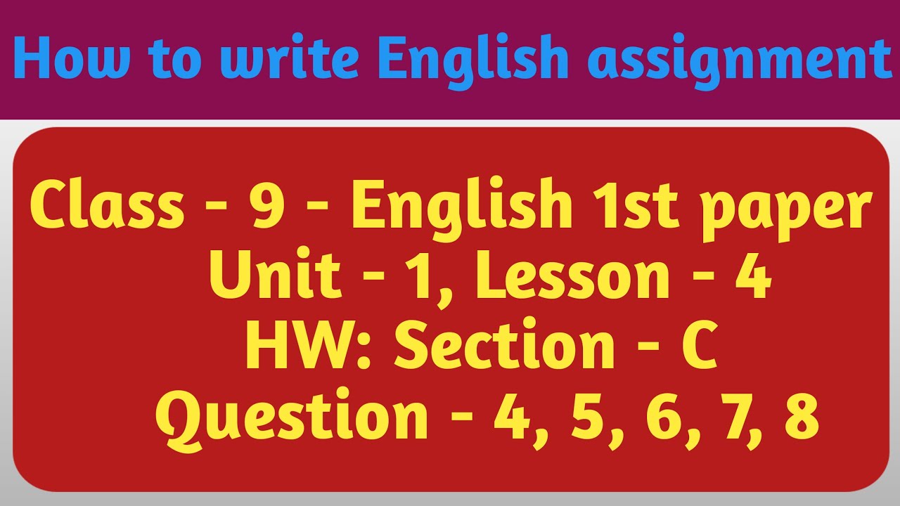 english assignment class 9