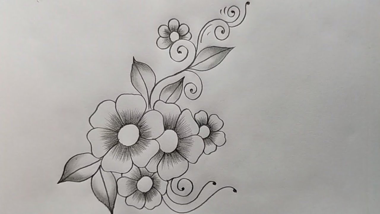 Flower drawing easy| Flower Design drawing| Pencil drawing| Floral Design drawing| Embroidery design