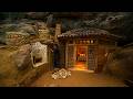 Build a Luxurious and Cozy Wooden House Inside a Giant Cave | Primitive Villa