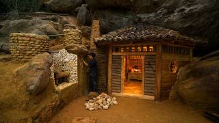 Build a Luxurious and Cozy Wooden House Inside a Giant Cave | Primitive Villa