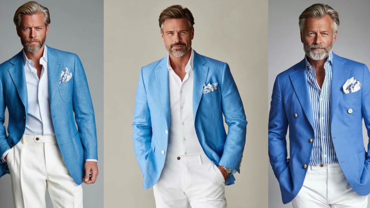 You Won’t Believe These Sky Blue & White Spring/Summer 2026/27  Outfits for Men Over 40!