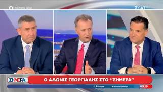 Ο Άδωνις Γεωργιάδης με τους Δημήτρη Οικονόμου και Άκη Παυλόπουλο στον ΣΚΑΪ 06.07.2026
