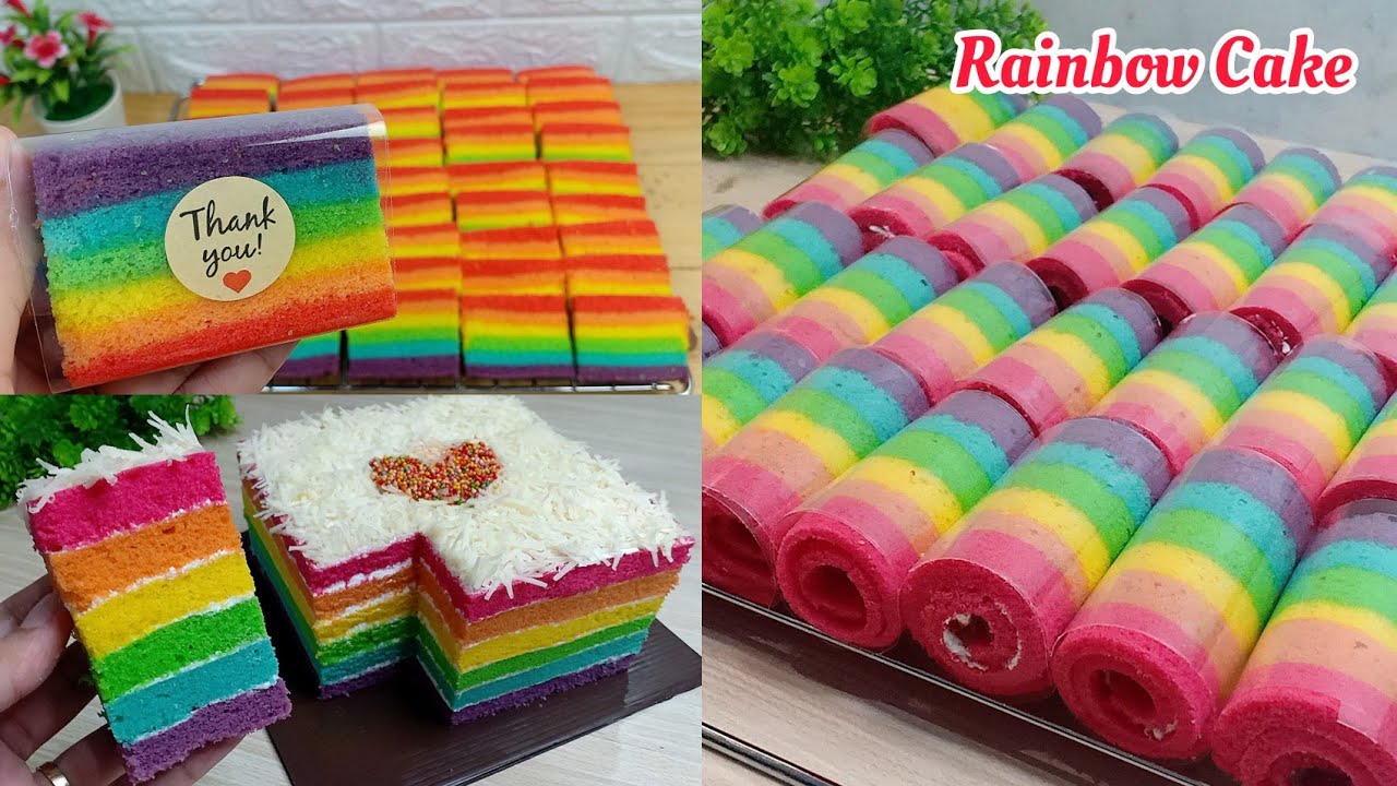 3 RESEP RAINBOW CAKE KUKUS TERENAK ‼️DIPOTONG / DIGULUNG / BASE CAKE ULTAH BEBAS SEMUA BISA !!!