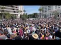 U.S. Senator Bernie Sanders speaks at “Fight Oligarchy” rally in Los Angeles on April 12
