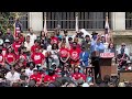 U.S. Senator Bernie Sanders speaks at “Fight Oligarchy” rally in Los Angeles on April 12