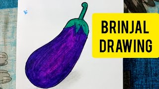 Brinjal Drawing /How to draw a Brinjal / Very Easy and Simple Brinjal drawing / খুব সহজ বেগুন অঙ্কন