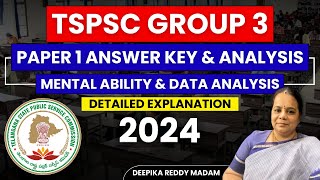 TSPSC GROUP 3 Paper 1 Analysis | Mental Ability & Data Analysis TSPSC Group 3 Answer Key & Analysis