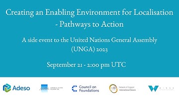 Creating an Enabling Environment for Localisation - Pathways to Action