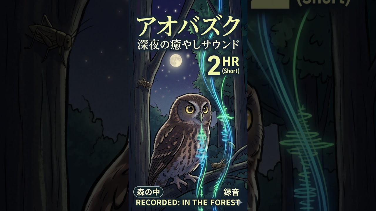田舎の夜・アオバズクと虫の声 #自然の音 #アオバズクの声