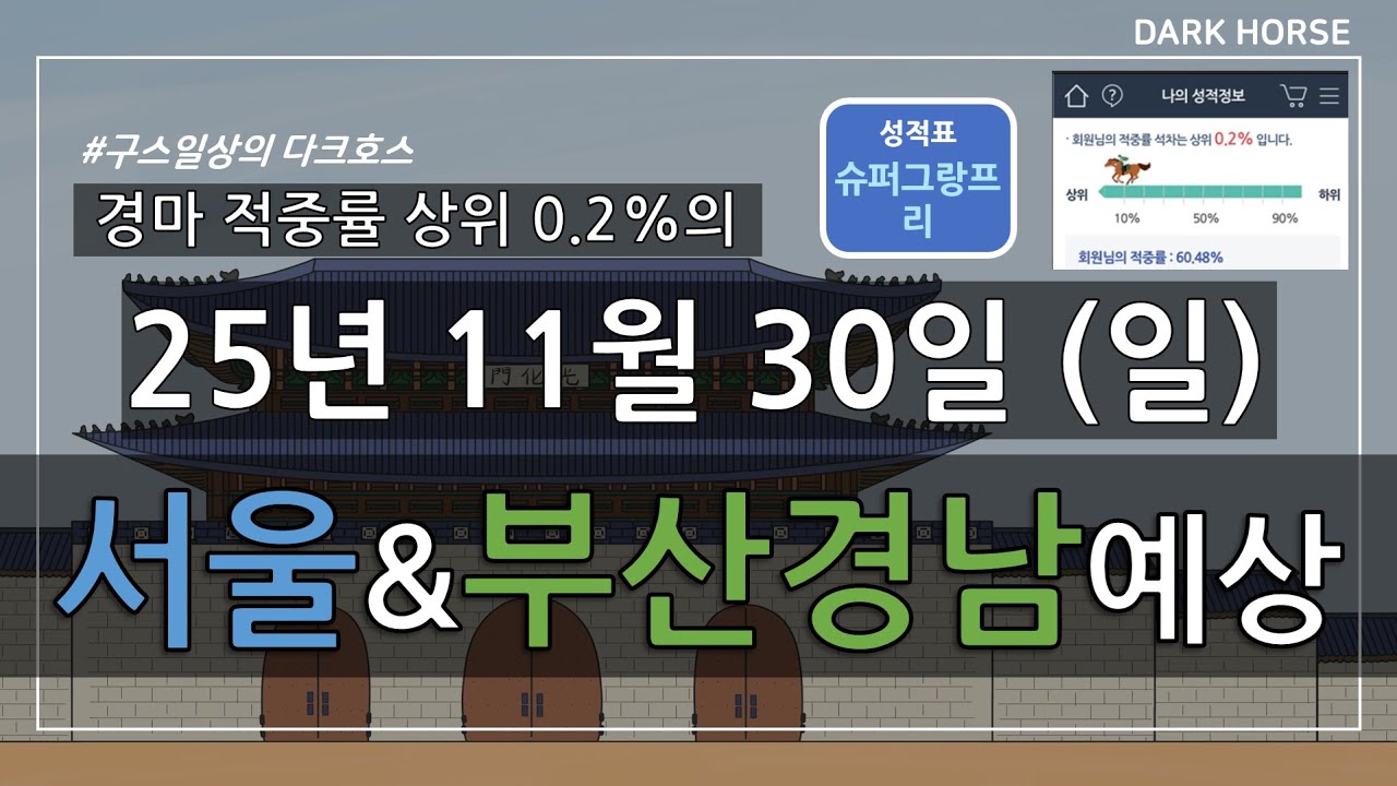 [구스일상 경마예상] 2025년 11월 30일 일요일 서울 부산경남 경마 예상