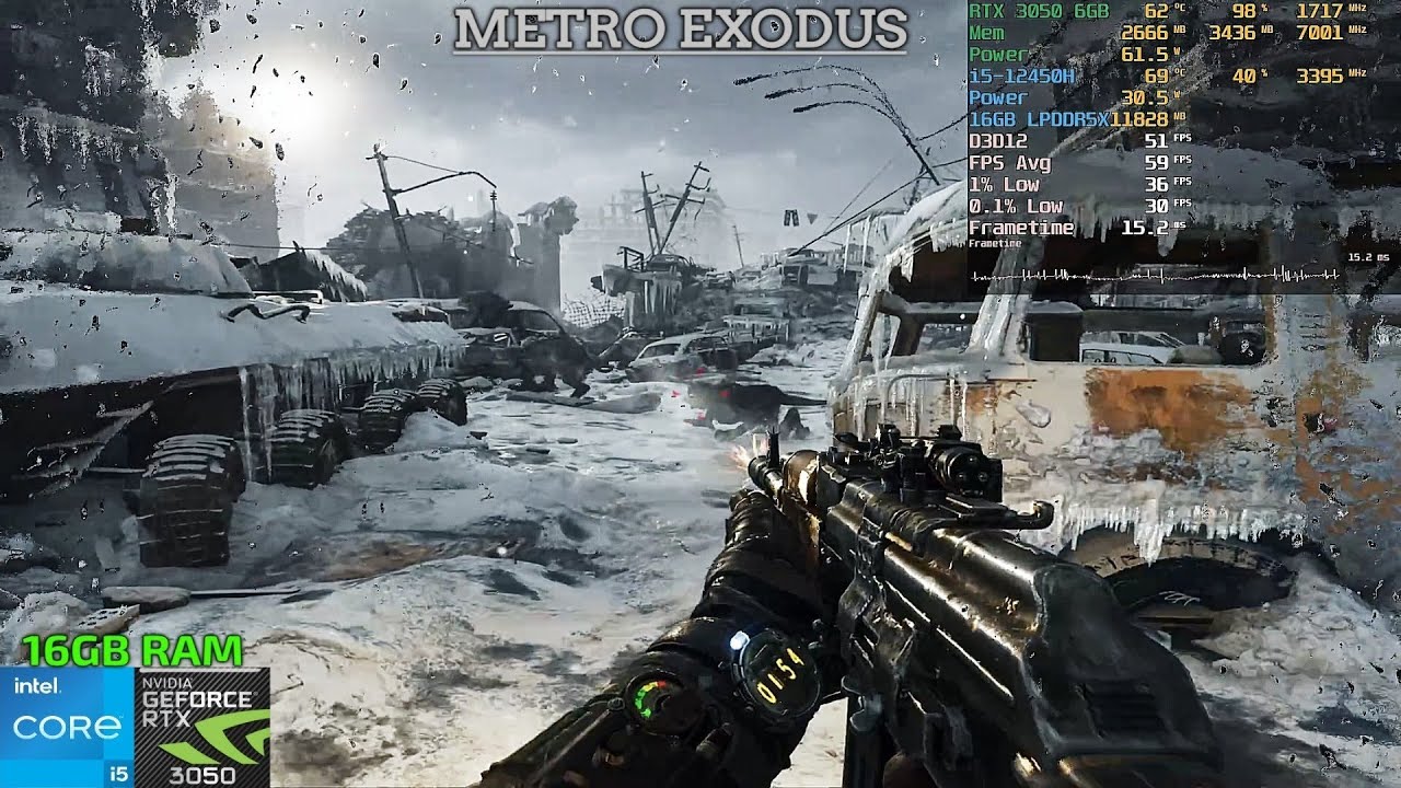 Metro Exodus Gameplay - i5-12450H, RTX 3050 6GB, 16GB RAM!