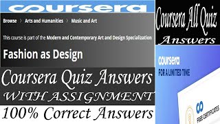 Fashion as Design Coursera Quiz Answers | With Peer-Graded Assignment | Coursera All Quiz Answers