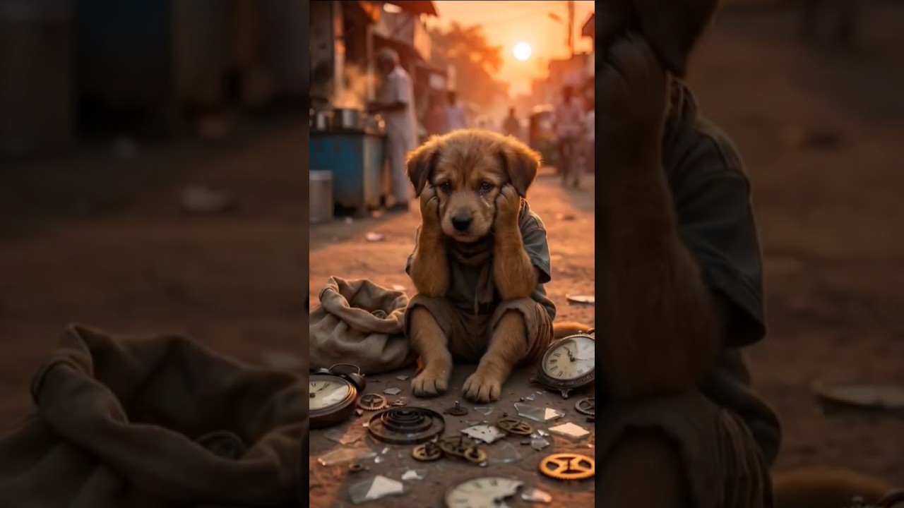 Poor puppy 😭 didn't money to open clock shop 