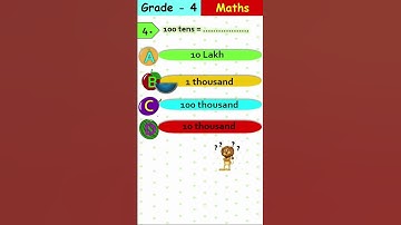 [Maths Quiz with answer] 100 tens is equal to [Grade 4] #shorts #mathsquiz #Olympiad #Kidsquiz #GK