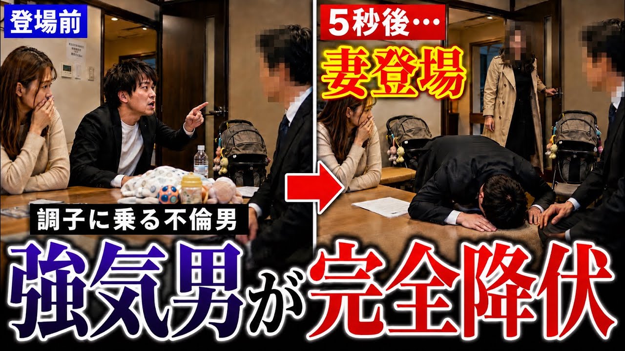 【W不倫】強気な不倫相手、妻登場で完全降伏