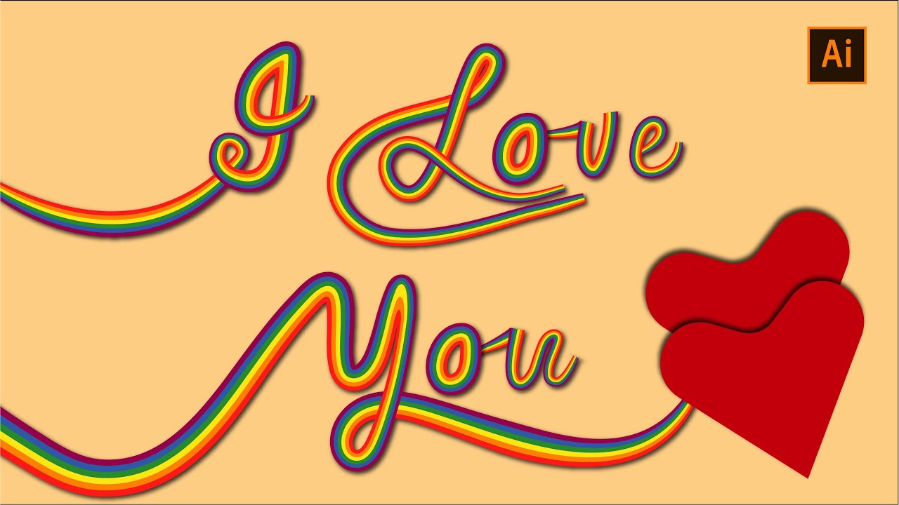 Rainbow Text Effect in Illustrator - YouTube