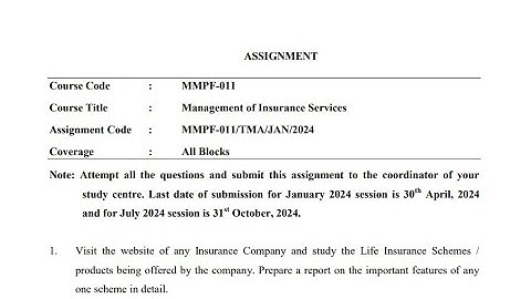 MMPF - 011 Solved Assignment Jan 2024 | July 2024 | MBA | Management of Insurance Services