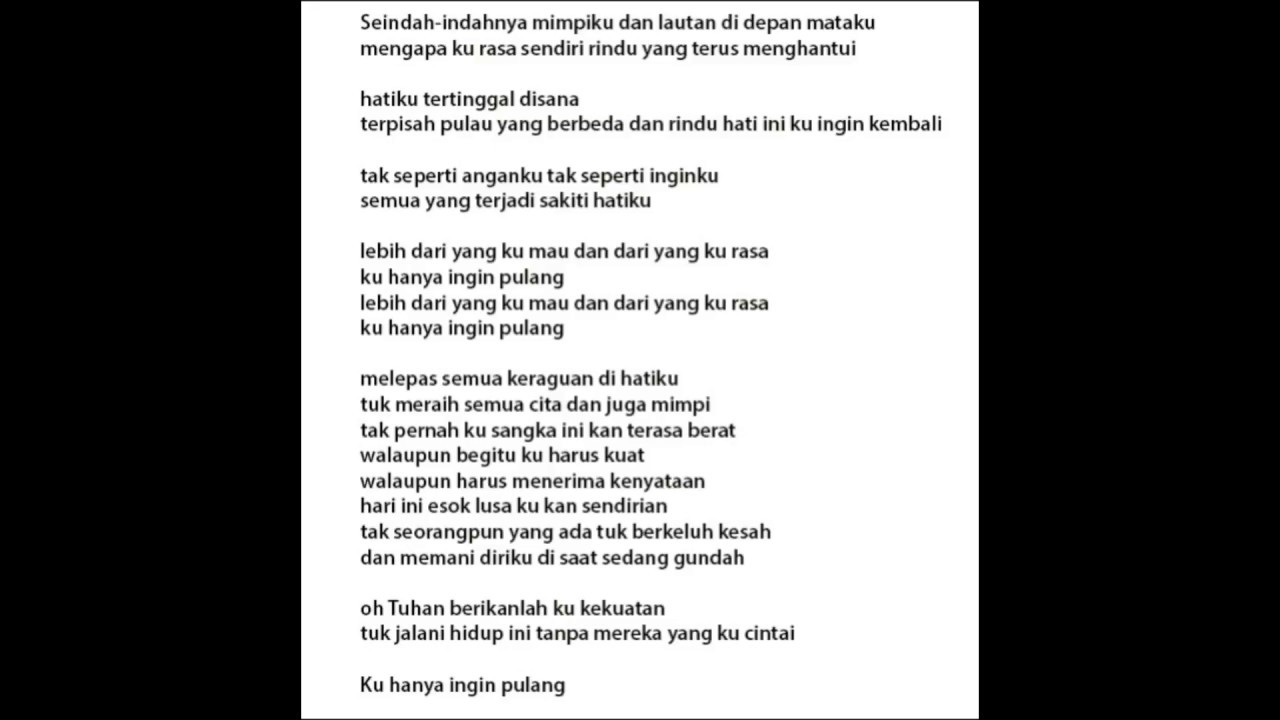 Souljah - Hanya Ingin Pulang With Lyrics - YouTube